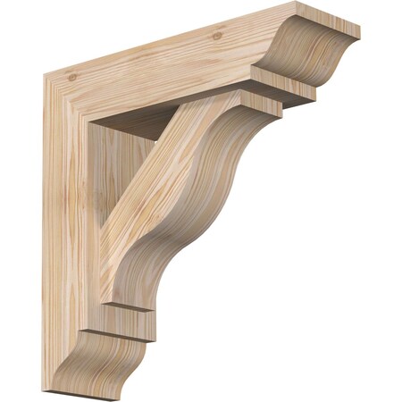 Ekena Millwork Funston Traditional Smooth Bracket w/ Offset Brace, Douglas Fir, 5 1/2"W x 18"D x 18"H BKT0604X18X18FST01SDF
